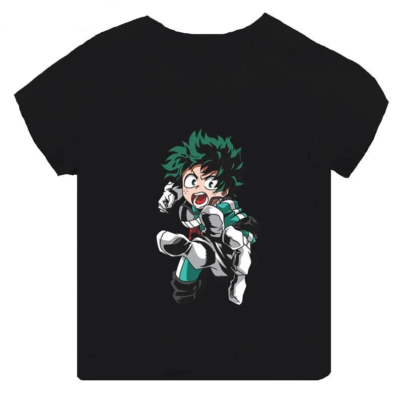 T-Shirt My Hero Academia Enfant Izuku Combat Noir Fille Garçon NOIR