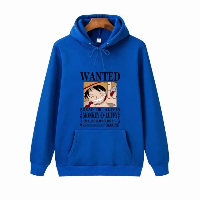 Sweat Pull One Piece Monkey D. Luffy Wanted Bleu