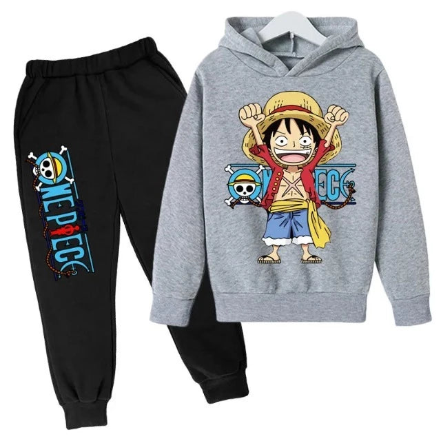 Ensemble Sweat & Pantalon Enfant One Piece Gris & Noir Fille Garçon