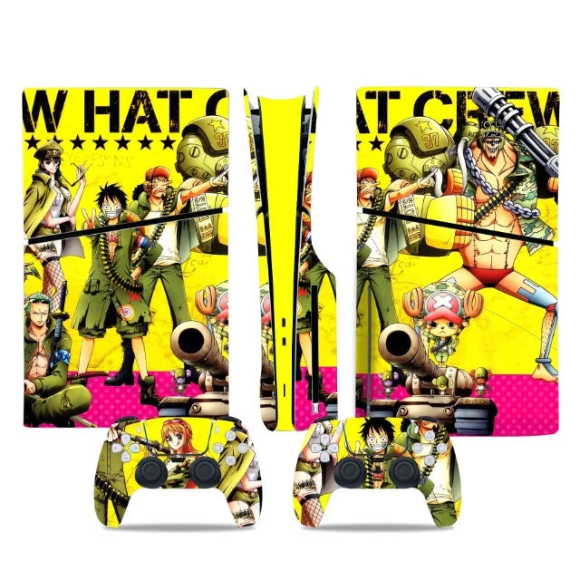 Sticker PS5 Slim One Piece Chapeau de Paille Autocollant Playstation Console & Manette