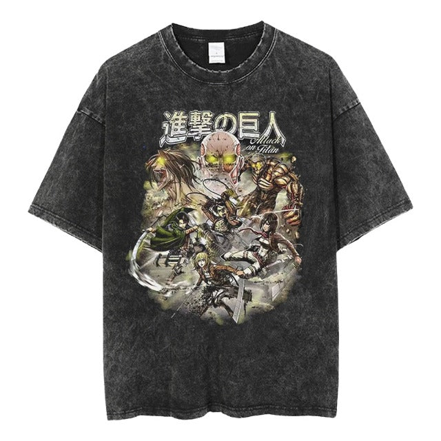 T-Shirt L'Attacco dei Giganti Vintage Personaggi