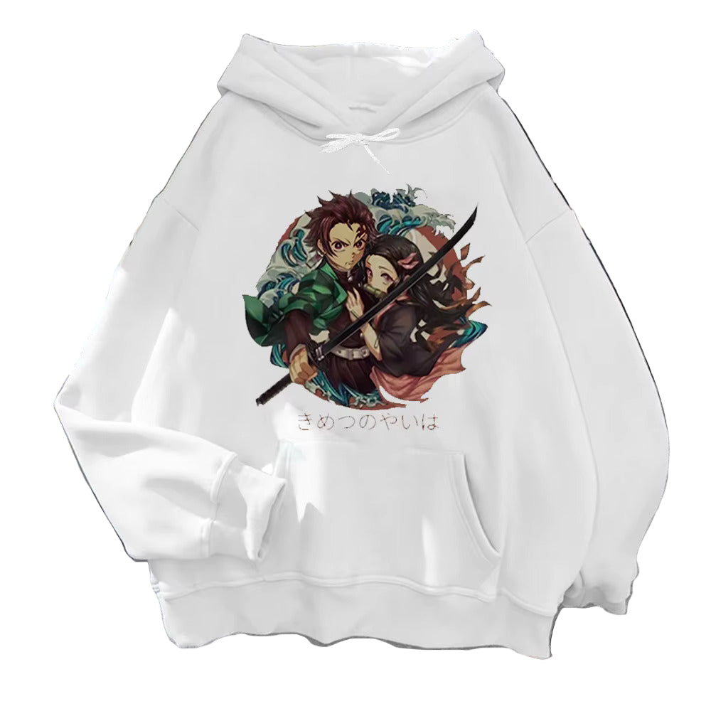 Sweatshirt A Capuche Manga Demon Slayer Tanjiro &amp; Nezuko Adulte Homme Femme Longues Manches