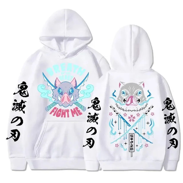 Sweat Pull à Capuche Demon Slayer Inosuke Blanc