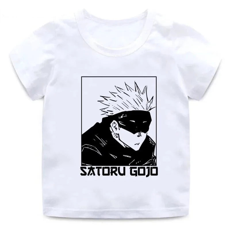 T-Shirt Enfant Jujutsu Kaisen Satoru Gojo Fille Garçon BLANC