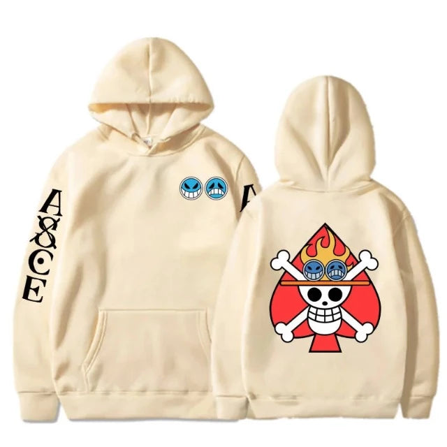 Sweat Pull One Piece Ace aux Poings Ardents Beige
