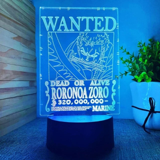 Lampe One Piece Roronoa Zoro Wanted