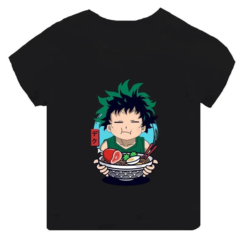 T-Shirt My Hero Academia Enfant Izuku Repas Fille Garçon NOIR