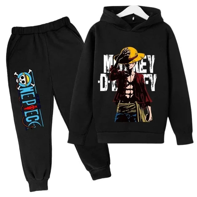 Ensemble Sweat & Pantalon Enfant One Piece Luffy Noir Fille Garçon