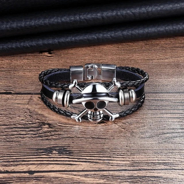 Bracciale in pelle Jolly Roger in un unico pezzo