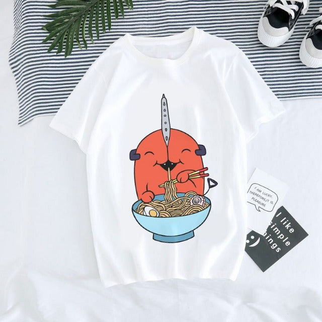 T-Shirt Maglietta Chainsaw Man Pochita Noodles