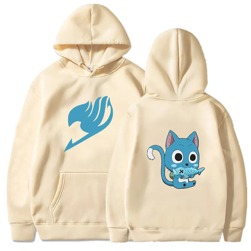 Sweat Pull à Capuche Fairy Taill Happy Poisson Beige
