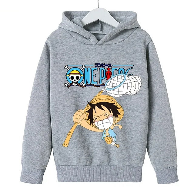 Sweat Enfant One Piece Luffy Pull GRIS