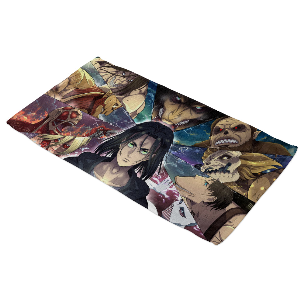 Serviette de bain Eren &amp; Titans Primordiaux Attaque des Titans SNK