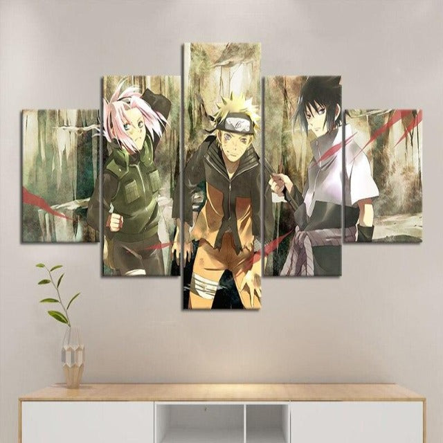Tableau Naruto Sakura Sasuke Deco Toile Cadre Mural Manga Naruto