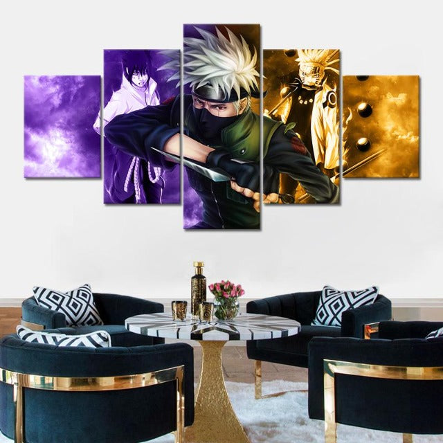 Tableau Kakashi Naruto Sasuke Deco Toile Cadre Mural Manga Naruto