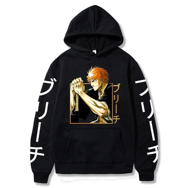 Sweatshirt Ichigo Manga Bleach A Capuche Adulte Homme Femme Longues Manches  noir
