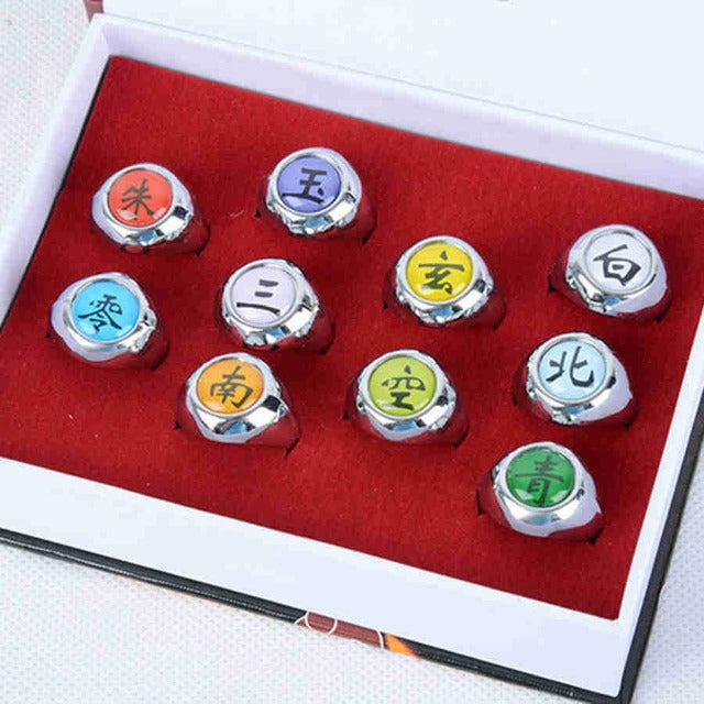 Coffret de 10 Bagues Naruto Akatsuki