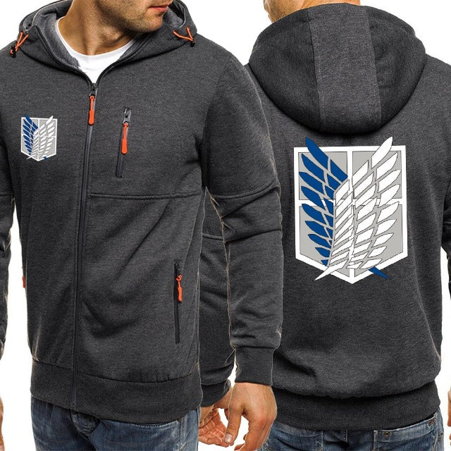 Sweat à Capuche Zippé Attaque des Titans gris foncé
