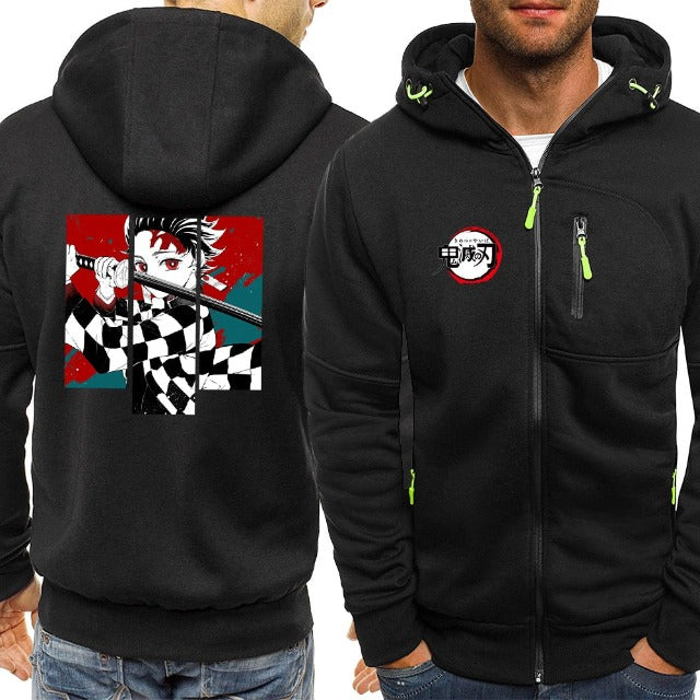 Sweat à Capuche Zippé Demon Slayer noir