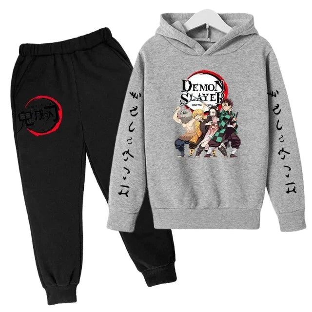 Ensemble Sweat &amp; Pantalon Enfant Demon Slayer Gris &amp; Noir
