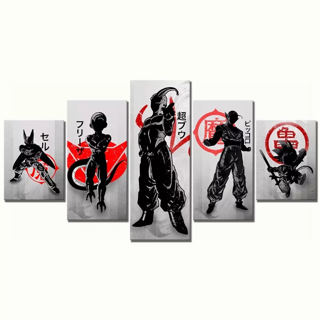 Leinwandbild mit Rahmen von Dragon Ball-Figuren