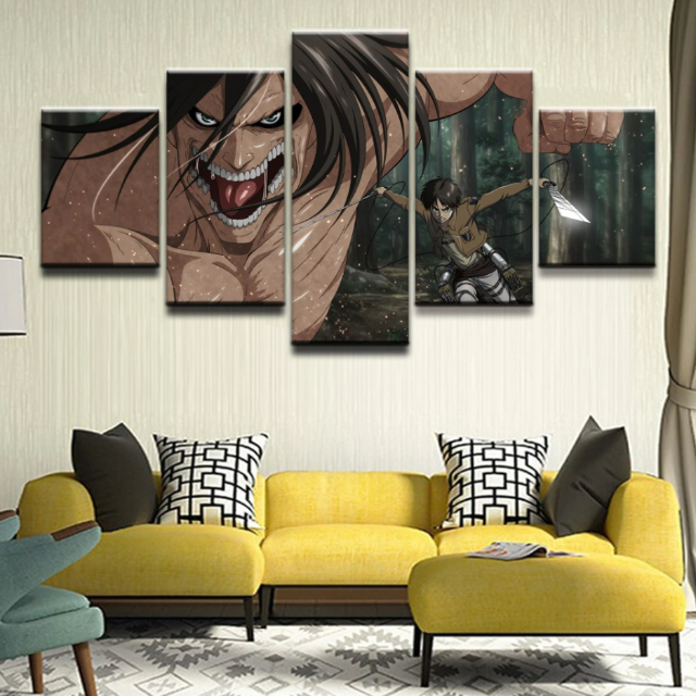 Tableau Titan Assaillant & Eren AOT Cadre Toile