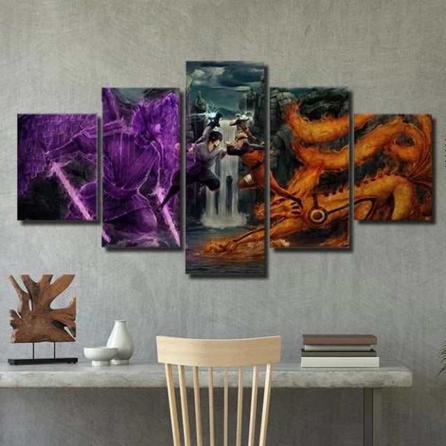 Tableau Naruto vs Sasuke Deco Toile Cadre Mural Manga Naruto