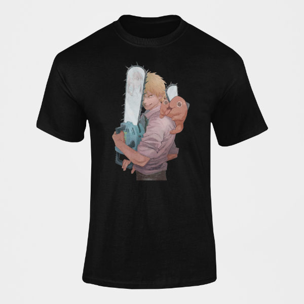 T-shirt Pochita et Denji Chainsaw Man noir