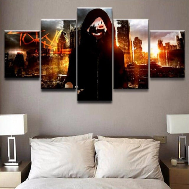 Tableau 5 Pièces Tokyo Ghoul Cadre Toile