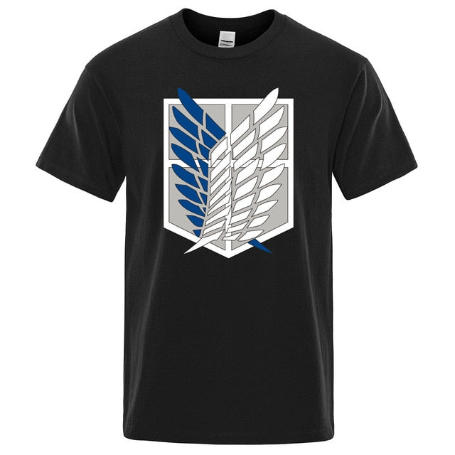T-shirt Attack on Titan Ailes de la Liberté Floqué Adulte Homme Femme Courtes Manches Manga