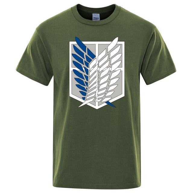 T-shirt Attack on Titan Ailes de la Liberté Floqué Adulte Homme Femme Courtes Manches Manga