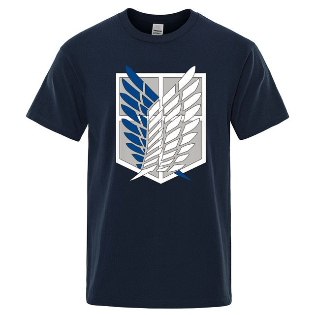 T-shirt Attack on Titan Ailes de la Liberté Floqué Adulte Homme Femme Courtes Manches Manga