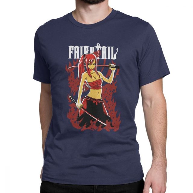 Manga Fairy Tail Erza flocado camiseta adultos hombres mujeres manga corta