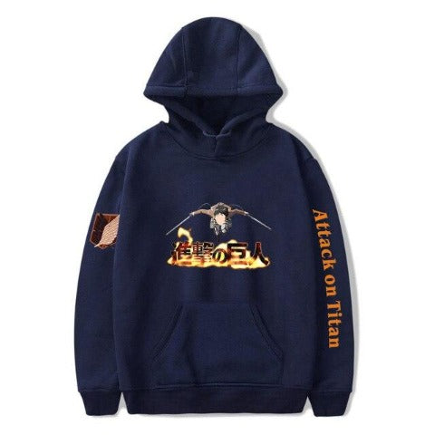 Sweat à Capuche Eren attack on titan bleu