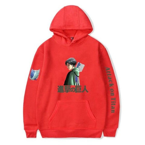 Sweat à Capuche Livaï ackerman Attaque des Titans rouge