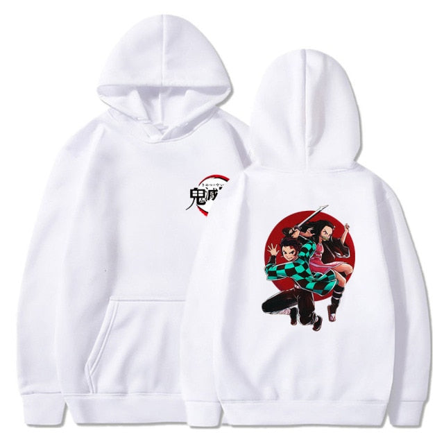 Sweat A Capuche Manga Demon Slayer Tanjiro & Nezuko Adulte Homme Femme Longues Manches