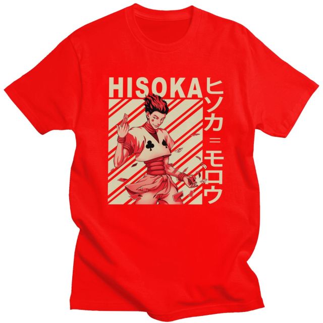 Hisoka Manga Hxh Beflocktes T-Shirt für Erwachsene, Herren und Damen, kurzärmelig