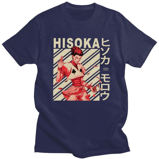 Hisoka Manga Hxh Beflocktes T-Shirt für Erwachsene, Herren und Damen, kurzärmelig