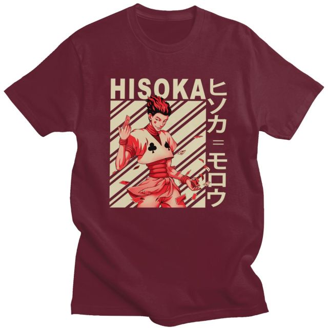 Hisoka Manga Hxh Beflocktes T-Shirt für Erwachsene, Herren und Damen, kurzärmelig