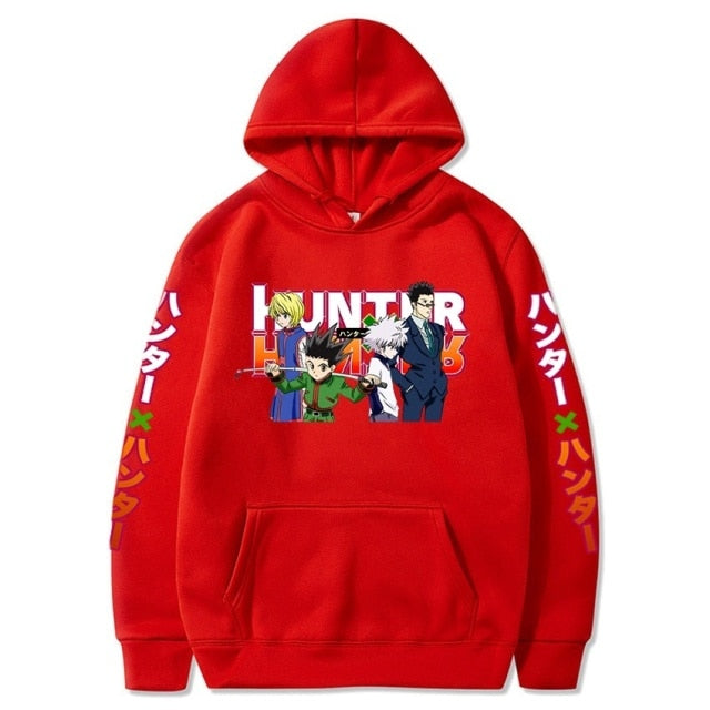 Pull A Capuche Manga Hxh Personnages rouge