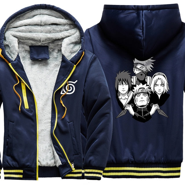 Cappotto invernale Naruto (9 colori) Giacca bomber Manga con cappuccio in pile invernale per uomo adulto donna