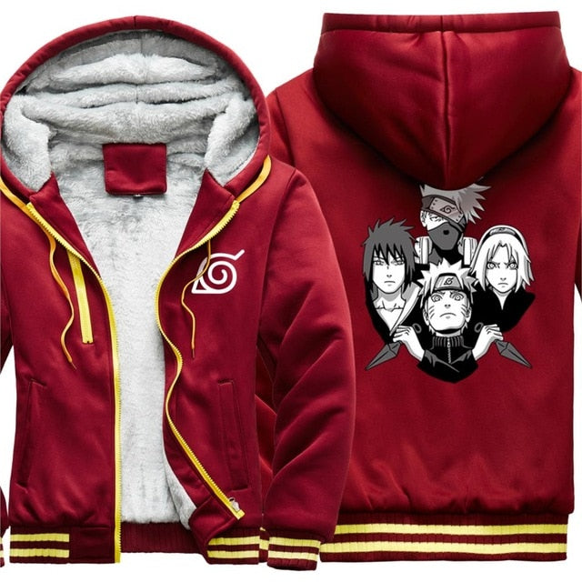 Cappotto invernale Naruto (9 colori) Giacca bomber Manga con cappuccio in pile invernale per uomo adulto donna