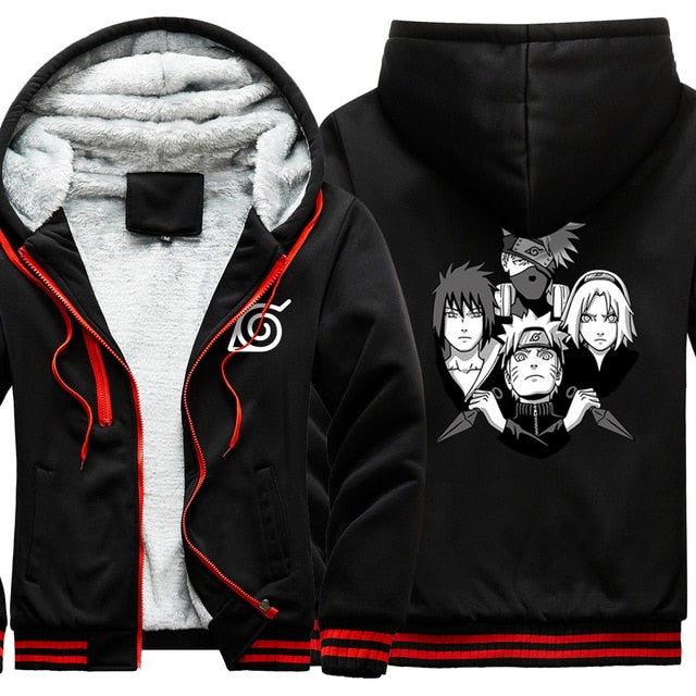 Cappotto invernale Naruto (9 colori) Giacca bomber Manga con cappuccio in pile invernale per uomo adulto donna
