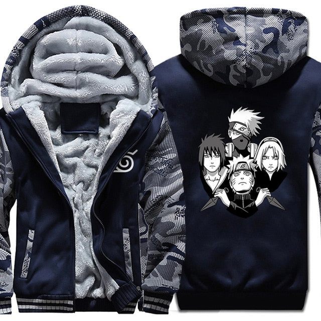 Cappotto invernale Naruto (9 colori) Giacca bomber Manga con cappuccio in pile invernale per uomo adulto donna