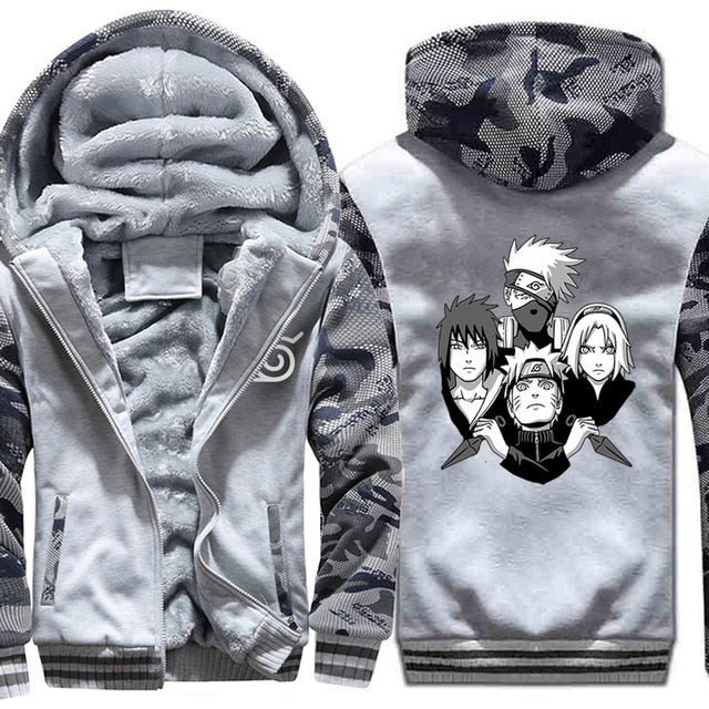 Cappotto invernale Naruto (9 colori) Giacca bomber Manga con cappuccio in pile invernale per uomo adulto donna