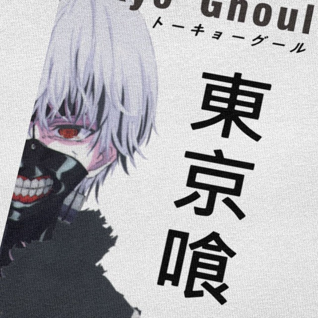 T-Shirt Manga Tokyo Ghoul Kanji Floqué Adulte Homme Femme Courtes Manches