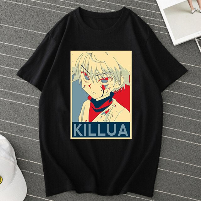 T-shirt Killua Zoldyck Manga HxH Floqué Adulte Homme Femme Courtes Manches
