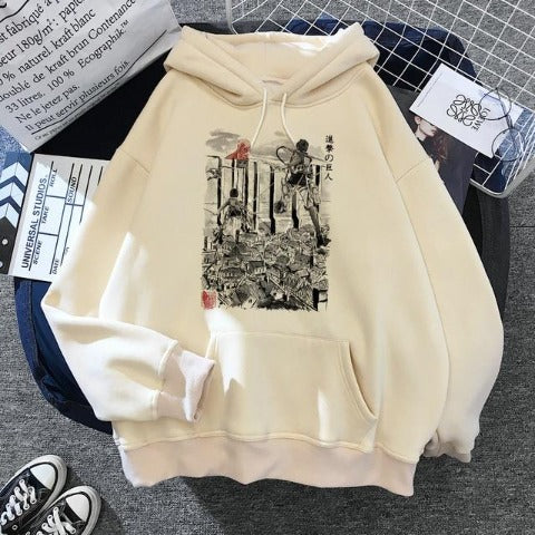 Pull Shiganshina Manga Attaque des Titans A Capuche Adulte Homme Femme Longues Manches