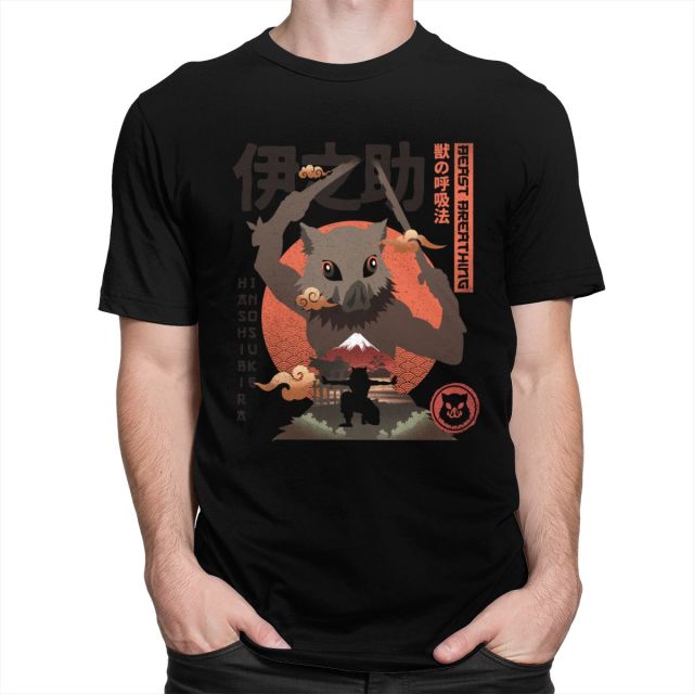 T-Shirt Manga Demon Slayer Inosuke (6 Coloris) Floqué Adulte Homme Femme Courtes Manches