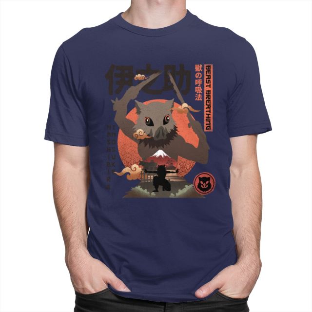 T-Shirt Manga Demon Slayer Inosuke (6 Coloris) Floqué Adulte Homme Femme Courtes Manches
